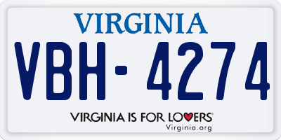 VA license plate VBH4274