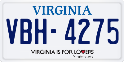 VA license plate VBH4275