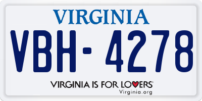 VA license plate VBH4278