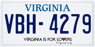 VA license plate VBH4279