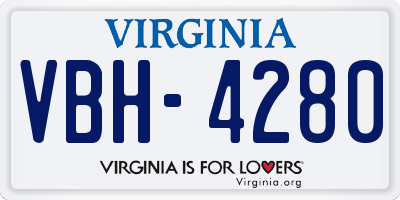 VA license plate VBH4280