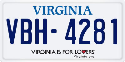 VA license plate VBH4281