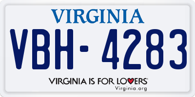 VA license plate VBH4283