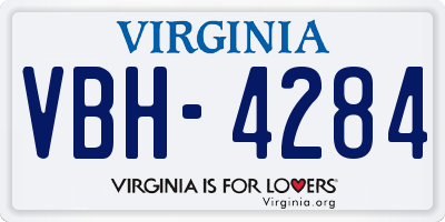 VA license plate VBH4284