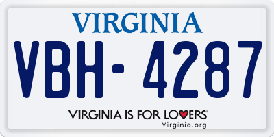 VA license plate VBH4287