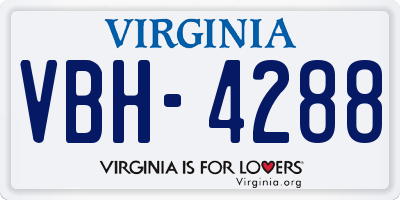 VA license plate VBH4288