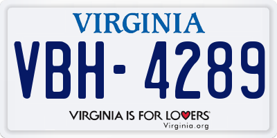 VA license plate VBH4289