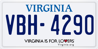 VA license plate VBH4290