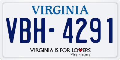 VA license plate VBH4291