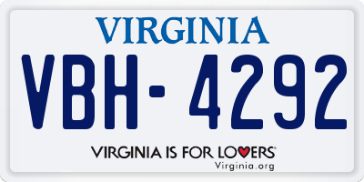 VA license plate VBH4292