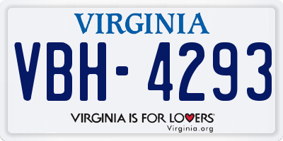 VA license plate VBH4293