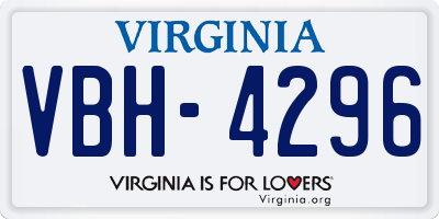 VA license plate VBH4296