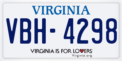 VA license plate VBH4298