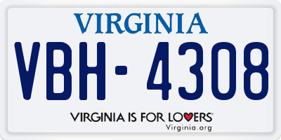VA license plate VBH4308