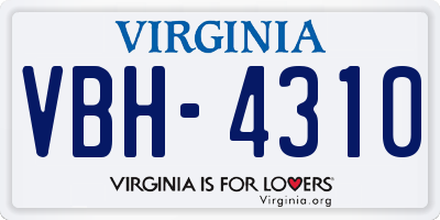 VA license plate VBH4310