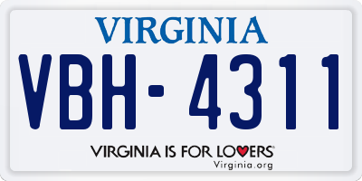VA license plate VBH4311