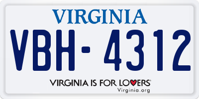 VA license plate VBH4312