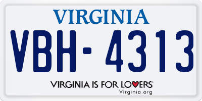 VA license plate VBH4313