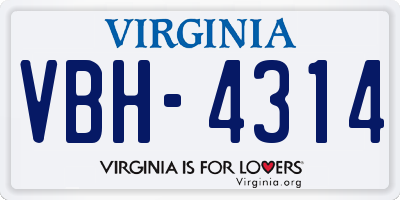 VA license plate VBH4314