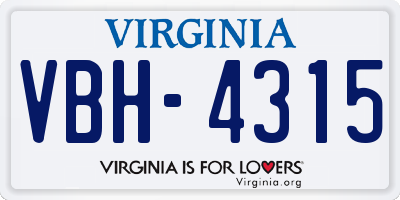 VA license plate VBH4315