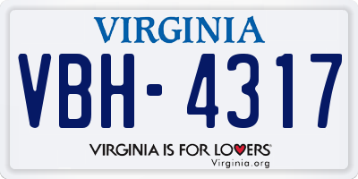 VA license plate VBH4317