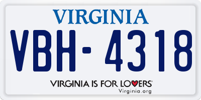 VA license plate VBH4318