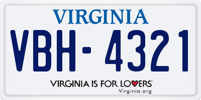 VA license plate VBH4321