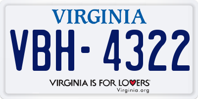 VA license plate VBH4322