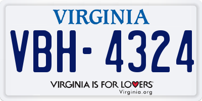 VA license plate VBH4324