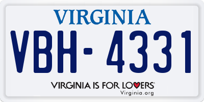 VA license plate VBH4331