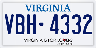 VA license plate VBH4332