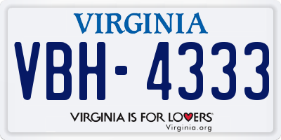 VA license plate VBH4333