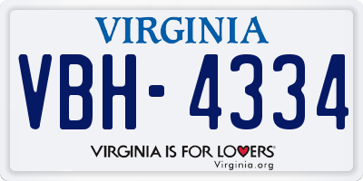 VA license plate VBH4334