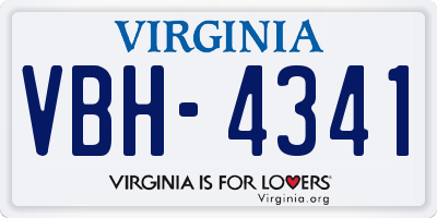 VA license plate VBH4341