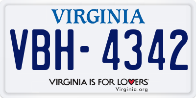 VA license plate VBH4342
