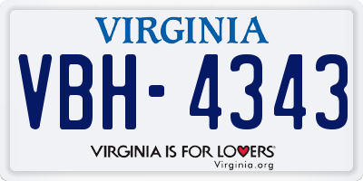 VA license plate VBH4343