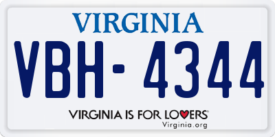 VA license plate VBH4344