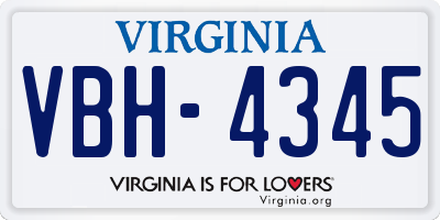 VA license plate VBH4345