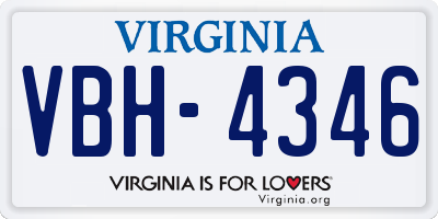 VA license plate VBH4346