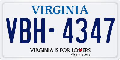 VA license plate VBH4347