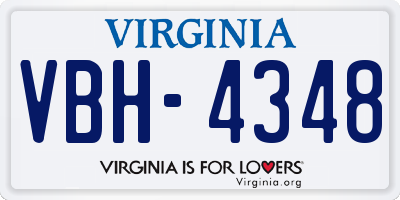 VA license plate VBH4348