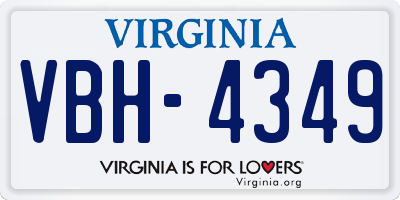 VA license plate VBH4349