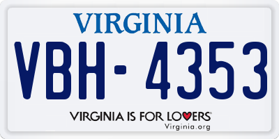 VA license plate VBH4353