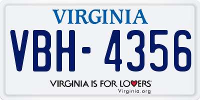 VA license plate VBH4356