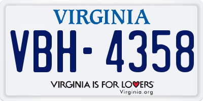 VA license plate VBH4358