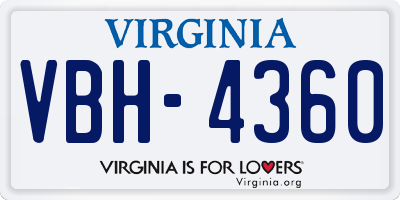 VA license plate VBH4360