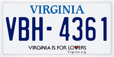 VA license plate VBH4361