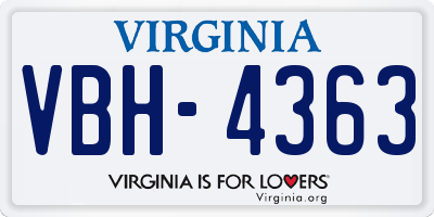 VA license plate VBH4363