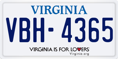 VA license plate VBH4365