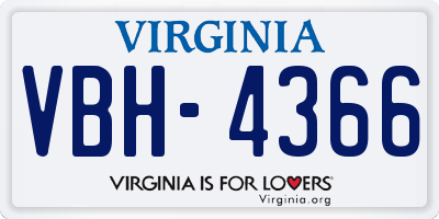VA license plate VBH4366